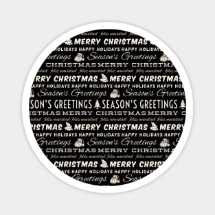 Retro Black and White Christmas Typography Pattern Magnet